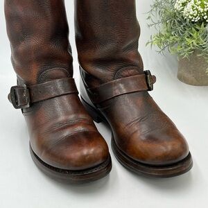 Frye Brown Leather Combat & Moto Boots